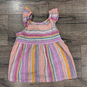 Carter's 5T Linen Blend Tank Top Summer Shirt Ruffle Sleeves Girls